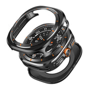 For Samsung Galaxy Watch Ultra 47mm Aluminum Alloy Metal PC Watch Protective Case(Black Orange)