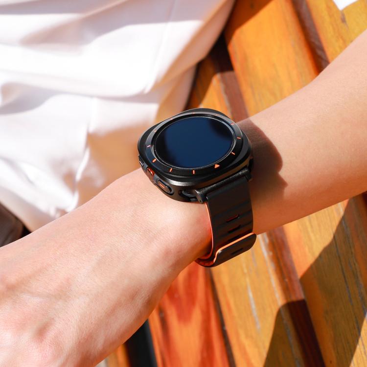 For Samsung Galaxy Watch Ultra 47mm Aluminum Alloy Metal PC Watch Protective Case(Black Orange)