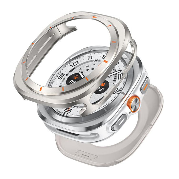 For Samsung Galaxy Watch Ultra 47mm / Ultra 2025 Aluminum Alloy Metal PC Watch Protective Cover(Titanium Orange)