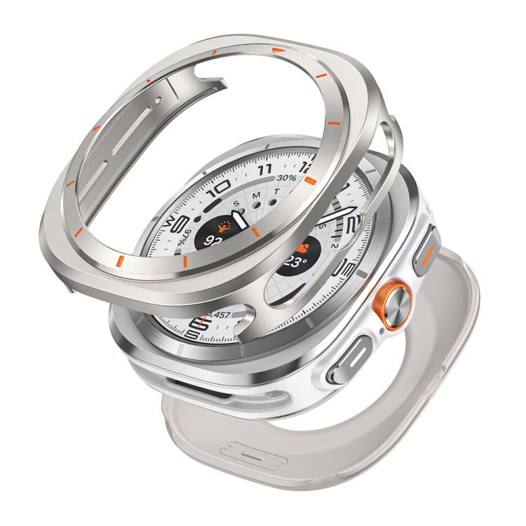 For Samsung Galaxy Watch Ultra 47mm / Ultra 2025 Aluminum Alloy Metal PC Watch Protective Cover(Titanium Orange)