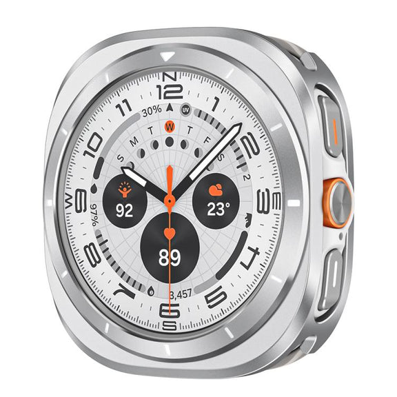 For Samsung Galaxy Watch Ultra 47mm Aluminum Alloy Metal PC Watch Protective Case(Silver Orange)