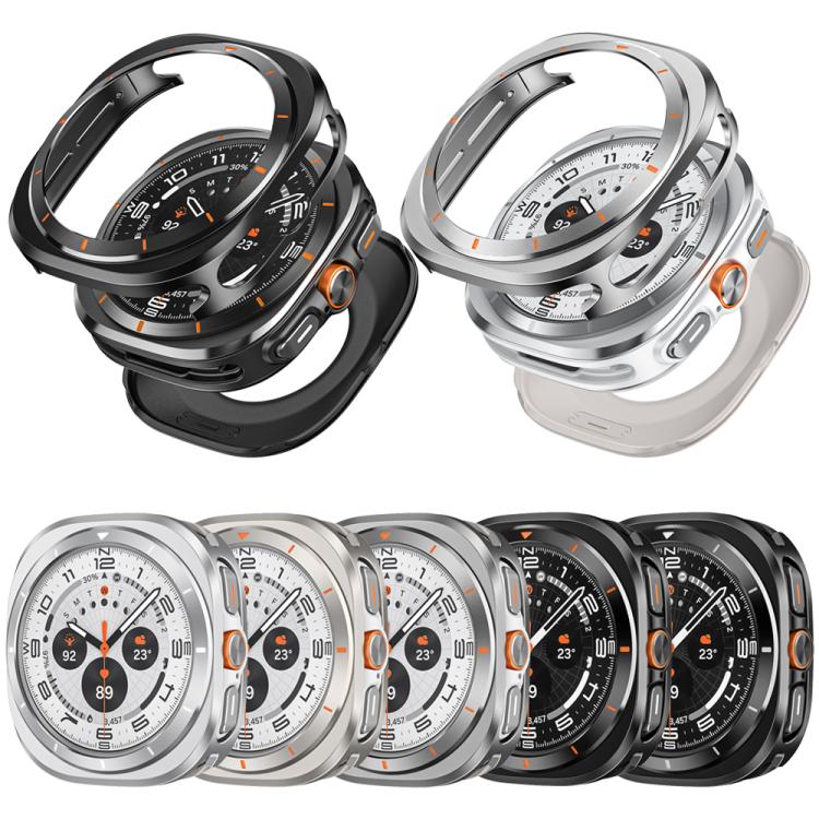 For Samsung Galaxy Watch Ultra 47mm Aluminum Alloy Metal PC Watch Protective Case(Grey Orange) - Watch Cases by PMC TechLife | Online Shopping South Africa | PMC TechLife | Buy Now Pay Later Mobicred