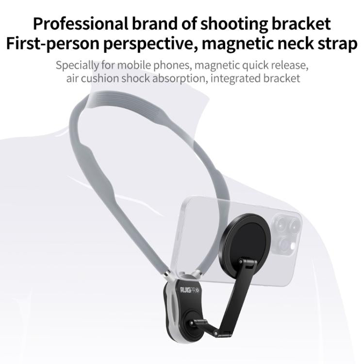 RUIGPRO Magnetic Neck Mount Anti-shake Phone Bracket(Grey)