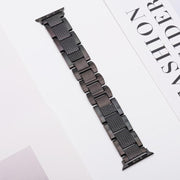For Apple Watch 46mm / 49mm / 45mm / 44mm Wave Thread 3-bead Stainless Steel Watch Band(Black)