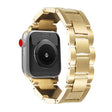 For Apple Watch 46mm / 49mm / 45mm / 44mm Wave Thread 3-bead Stainless Steel Watch Band(Gold) - free shipping - PMc TechLife - Order now!
