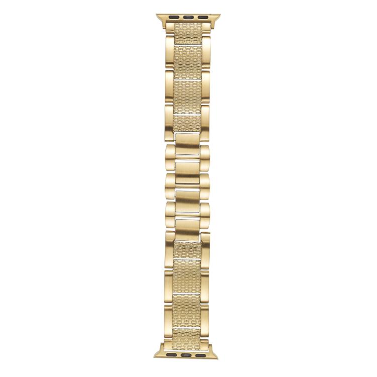 For Apple Watch 46mm / 49mm / 45mm / 44mm Wave Thread 3-bead Stainless Steel Watch Band(Gold)