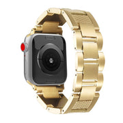 For Apple Watch 46mm / 49mm / 45mm / 44mm Wave Thread 3-bead Stainless Steel Watch Band(Gold)