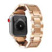 For Apple Watch 46mm / 49mm / 45mm / 44mm Wave Thread 3-bead Stainless Steel Watch Band(Rose Gold)