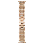For Apple Watch 46mm / 49mm / 45mm / 44mm Wave Thread 3-bead Stainless Steel Watch Band(Rose Gold)