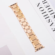 For Apple Watch 46mm / 49mm / 45mm / 44mm Wave Thread 3-bead Stainless Steel Watch Band(Rose Gold)