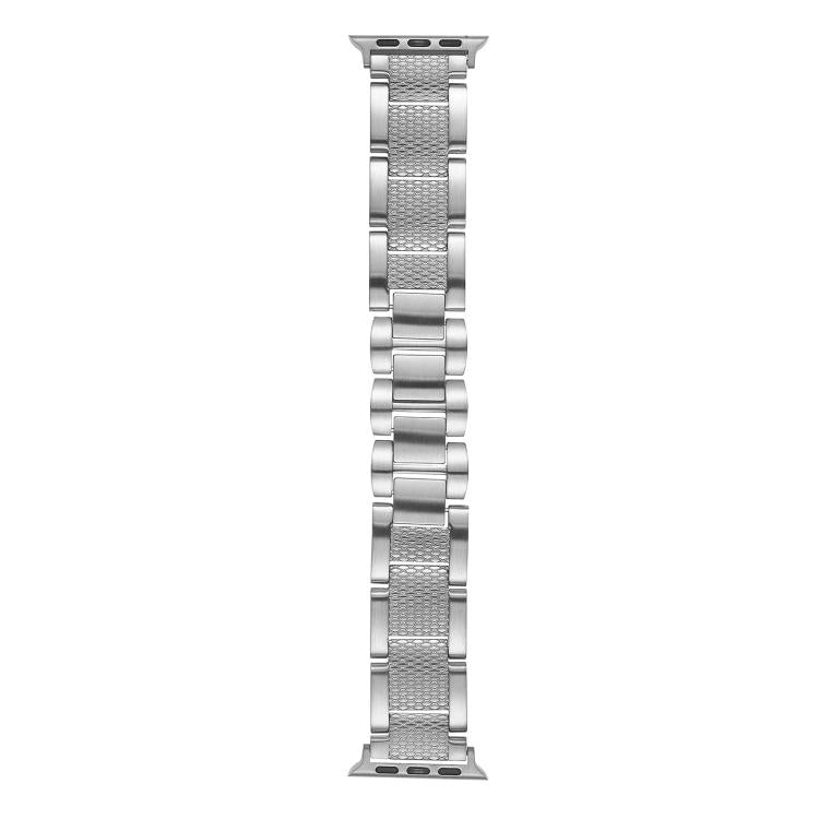 For Apple Watch 46mm / 49mm / 45mm / 44mm Wave Thread 3-bead Stainless Steel Watch Band(Silver)