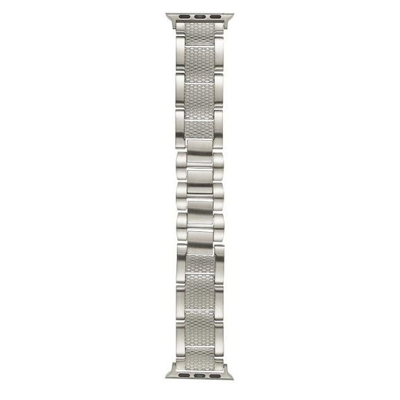 For Apple Watch 46mm / 49mm / 45mm / 44mm Wave Thread 3-bead Stainless Steel Watch Band(Starlight)