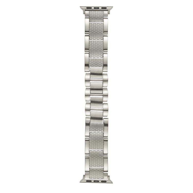For Apple Watch 46mm / 49mm / 45mm / 44mm Wave Thread 3-bead Stainless Steel Watch Band(Starlight)