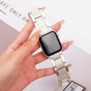For Apple Watch 46mm / 49mm / 45mm / 44mm Wave Thread 3-bead Stainless Steel Watch Band(Starlight)