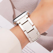 For Apple Watch 46mm / 49mm / 45mm / 44mm Wave Thread 3-bead Stainless Steel Watch Band(Starlight)