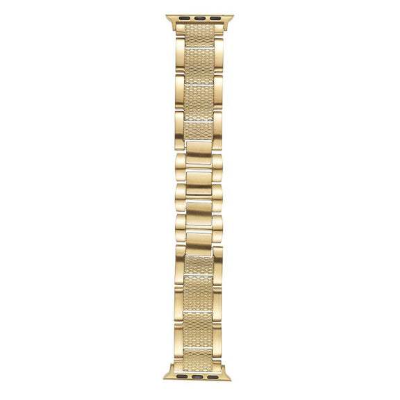 For Apple Watch 42mm / 41mm / 40mm / 38mm Wave Thread 3-bead Stainless Steel Watch Band(Gold)