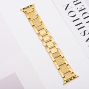 For Apple Watch 42mm / 41mm / 40mm / 38mm Wave Thread 3-bead Stainless Steel Watch Band(Gold)