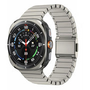 For Samsung Galaxy Watch Ultra 47mm Bamboo Norman Buckle Stainless Steel Watch Band(Titanium Color)