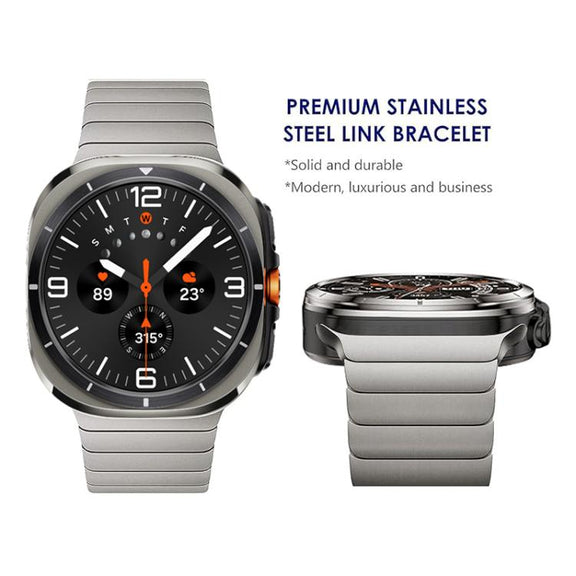 For Samsung Galaxy Watch Ultra 47mm Bamboo Norman Buckle Stainless Steel Watch Band(Titanium Color)
