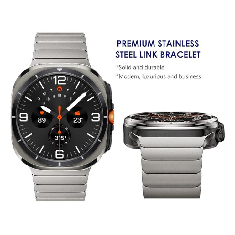 For Samsung Galaxy Watch Ultra 47mm Bamboo Norman Buckle Stainless Steel Watch Band(Titanium Color)