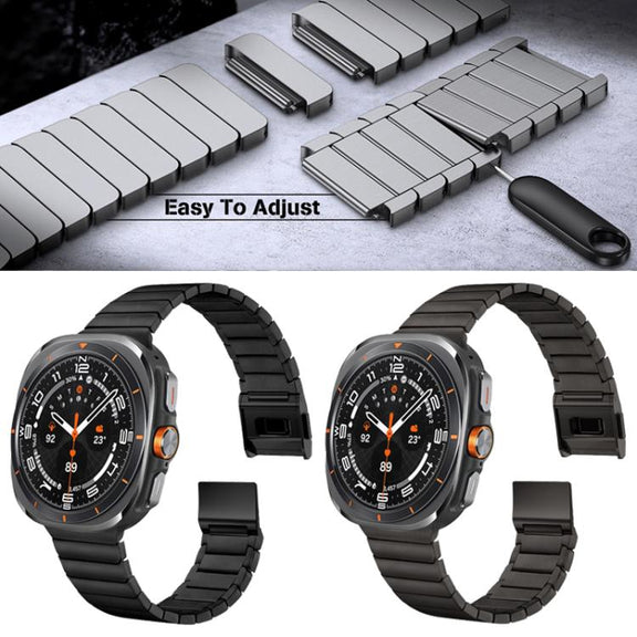 For Samsung Galaxy Watch Ultra 47mm Bamboo Norman Buckle Stainless Steel Watch Band(Black)