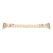 For Apple Watch 46mm / 49mm / 45mm / 44mm Colored Diamond Cat Stainless Steel Watch Band(Rose Gold)