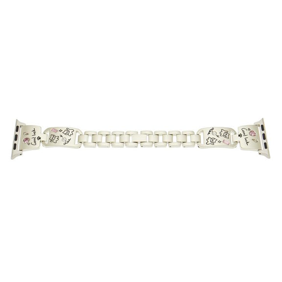 For Apple Watch 42mm / 41mm / 40mm / 38mm Colored Diamond Cat Stainless Steel Watch Band(Starlight)