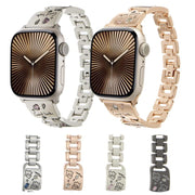For Apple Watch 46mm / 49mm / 45mm / 44mm Colored Diamond Cat Stainless Steel Watch Band(Black)