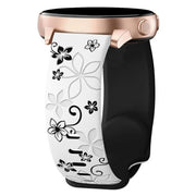 20mm Two Color Bauhinia Embossed Silicone Watch Band(White Black)