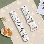 20mm Two Color Bauhinia Embossed Silicone Watch Band(White Black)