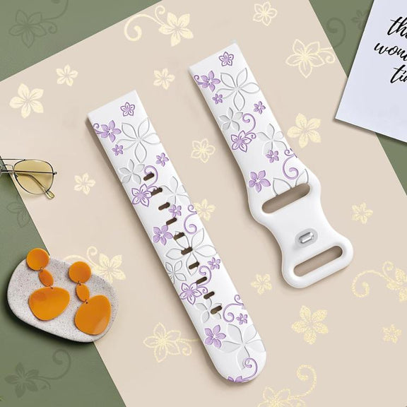 20mm Two Color Bauhinia Embossed Silicone Watch Band(White Purple)