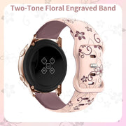 20mm Two Color Bauhinia Embossed Silicone Watch Band(Pink+Smoke Purple)