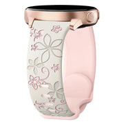 20mm Two Color Bauhinia Embossed Silicone Watch Band(Starlight Pink)