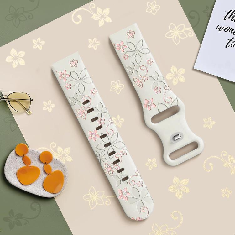 20mm Two Color Bauhinia Embossed Silicone Watch Band(Starlight Pink)