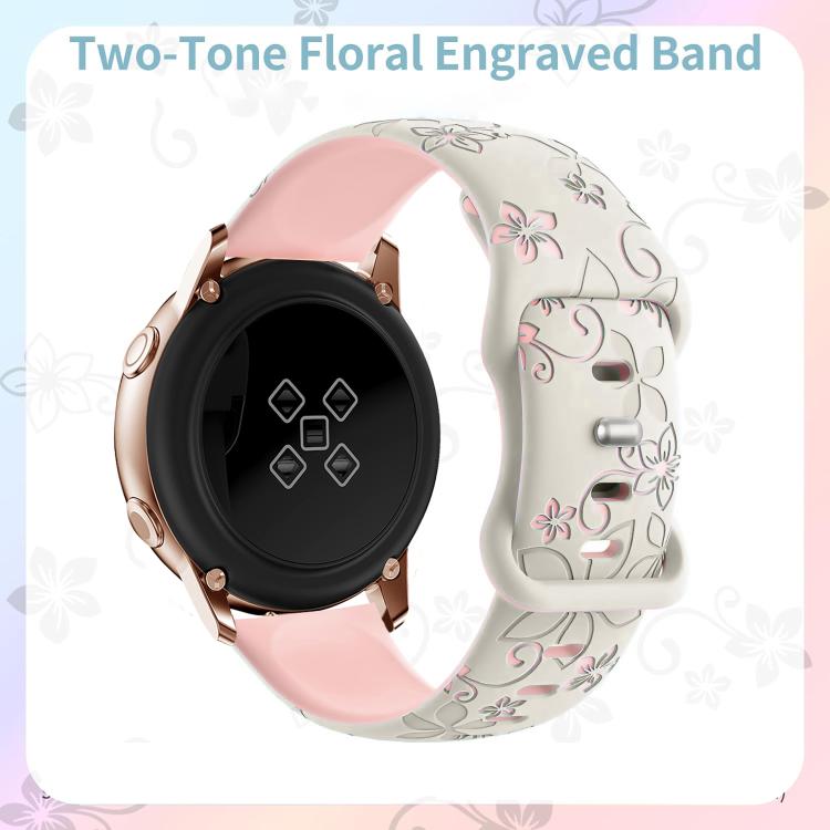 20mm Two Color Bauhinia Embossed Silicone Watch Band(Starlight Pink)