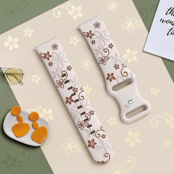 20mm Two Color Bauhinia Embossed Silicone Watch Band(Starlight Brown)