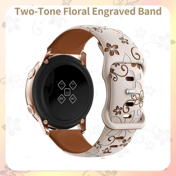 20mm Two Color Bauhinia Embossed Silicone Watch Band(Starlight Brown)