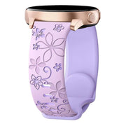 20mm Two Color Bauhinia Embossed Silicone Watch Band(Lavender+Violet)