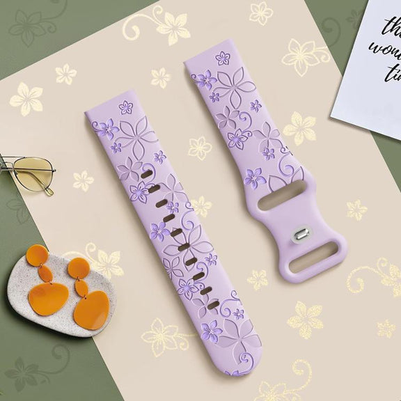 20mm Two Color Bauhinia Embossed Silicone Watch Band(Lavender+Violet)