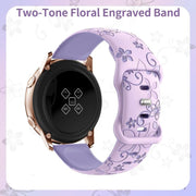 20mm Two Color Bauhinia Embossed Silicone Watch Band(Lavender+Violet)