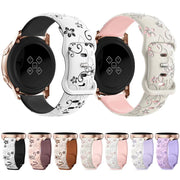20mm Two Color Bauhinia Embossed Silicone Watch Band(White Black)