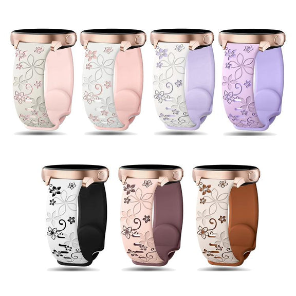 20mm Two Color Bauhinia Embossed Silicone Watch Band(Lavender+Violet)