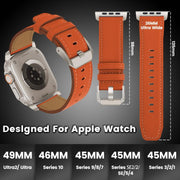 For Apple Watch 46mm / 49mm / 45mm / 44mm Titanium Buckle Nappa Genuine Leather Watch Band(Orange)