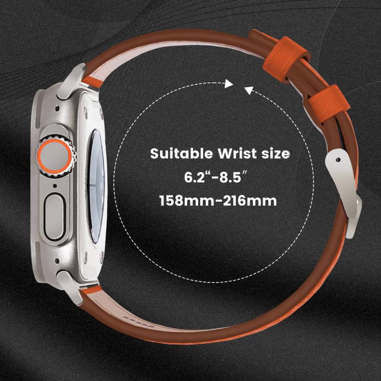 For Apple Watch 46mm / 49mm / 45mm / 44mm Titanium Buckle Nappa Genuine Leather Watch Band(Orange)
