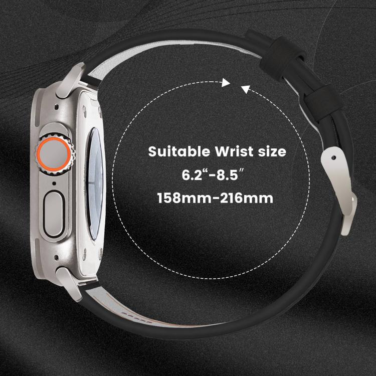 For Apple Watch 46mm / 49mm / 45mm / 44mm Titanium Buckle Nappa Genuine Leather Watch Band(Black) - Watch Bands by PMC TechLife | Online Shopping South Africa | PMC TechLife | Buy Now Pay Later Mobicred