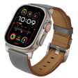 For Apple Watch 46mm / 49mm / 45mm / 44mm Titanium Buckle Nappa Genuine Leather Watch Band(Grey) - Watch Bands by PMC TechLife | Online Shopping South Africa | PMC TechLife | Buy Now Pay Later Mobicred