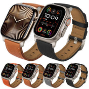 For Apple Watch 46mm / 49mm / 45mm / 44mm Titanium Buckle Nappa Genuine Leather Watch Band(Orange)