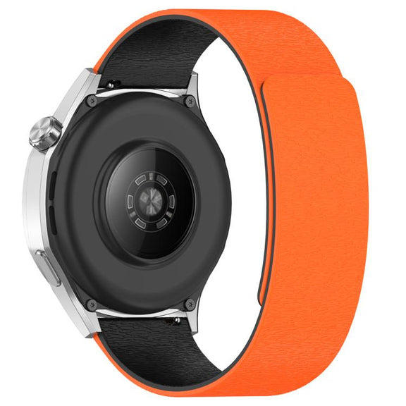 22mm Cloud Wood Grain Silicone Magnetic Watch Band(Orange Black)