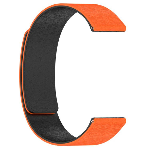 22mm Cloud Wood Grain Silicone Magnetic Watch Band(Orange Black)