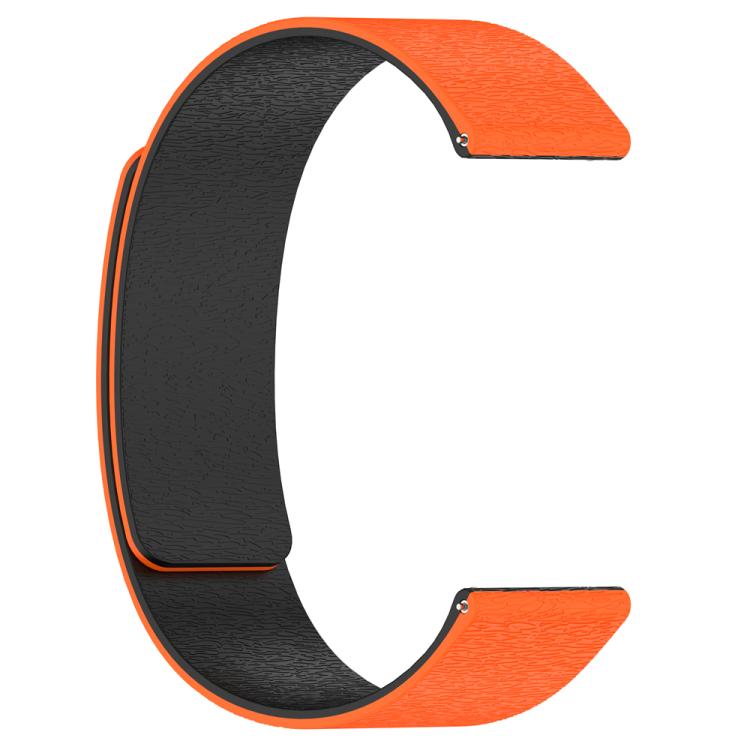 22mm Cloud Wood Grain Silicone Magnetic Watch Band(Orange Black)